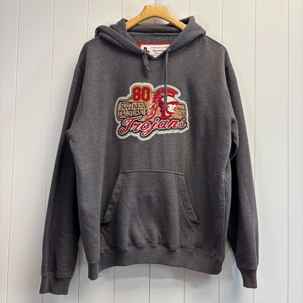 VTG American Classic Sportswear Men USC Trojans Embroidered Hoodie Size XL Cozy